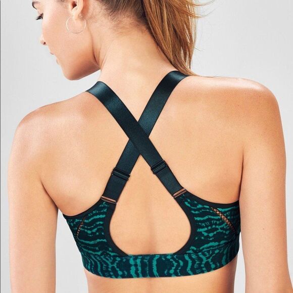 Fabletics Women's Zoe High Impact Sports Bra Zipper Tidal Print S - Picture 3 of 7